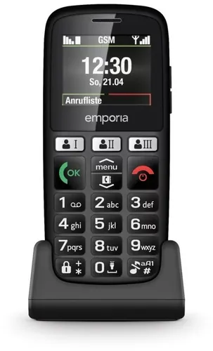 Emporia HAPPY 70 g Schwarz Einsteigertelefon - Seniorenhandy mit Notruftaste und extra großen Tasten für einfache Bedienung