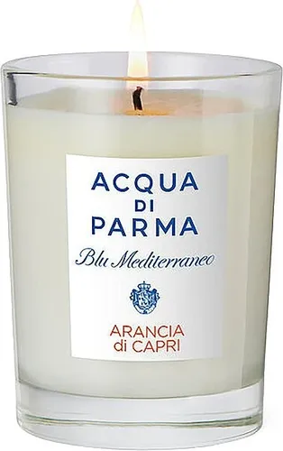 Acqua di Parma Blu Mediterraneo - Arancia di Capri Duftkerze 200 g - Elegante Duftkerze mit dem erfrischenden Aroma von Orangen und Zitrusfrüchten. Ideal für eine entspannende Atmosphäre und stilvolle Akzente in jedem Raum.