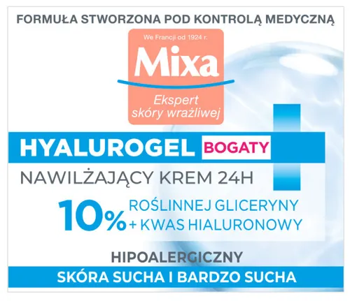 Mixa HYALUROGEL Tagescreme - Gesichtscreme für Damen, 50 ml, spendet intensiv Feuchtigkeit mit Tiefenwirkung und sorgt für eine frische, gesunde Haut.