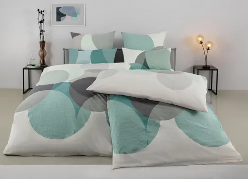 BIERBAUM Bettwäsche Carla - Geometrisches Design in 135x200 oder 155x220 cm - Bettwäsche-Sets aus 100% Baumwolle, pflegeleicht mit Reißverschluss, bringt modernen Stil und Komfort in dein Schlafzimmer.