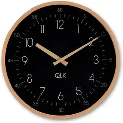QLK Wanduhr schwarz Slight – Moderne Holzrahmen Uhr, Ø31cm - Stilvolle Wanduhr mit Holzrahmen und geräuschlosem Uhrwerk für präzise Zeitangabe. Ideal für Wohnzimmer, Büro oder Kinderzimmer. Hochwertige Verarbeitung und klare Ablesbarkeit.