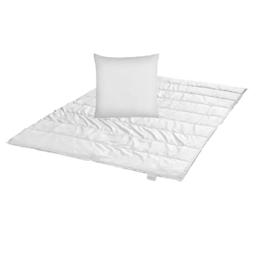 Bodyprotect Ecoline Bettwaren-Set 4-Jahreszeitendecke 155 x 220 cm + Kopfkissen 80 x 80 cm - Hochwertige Steppdecke aus 100% Mikrofaser – waschbar und allergikerfreundlich. Ideal für alle Jahreszeiten: leichte Sommerdecke und mittlere Ganzjahresdecke im Set. Made in EU mit langlebiger Qualität.
