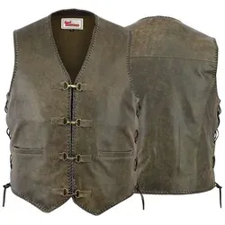 Rad Masters Leder Motorrad Kutte - Bikerweste aus Crackerleder, Größe:M - Motorradwesten aus robustem Crackerleder, gefüttert mit farblich passendem Polyester, ausgestattet mit 2 Innentaschen und sicherem Reißverschluss für Wertsachen.
