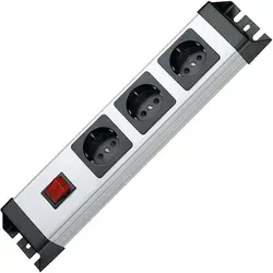 Kopp Steckdosenleiste POWERversal mit GST18, 3-fach in Silber mit Schalter - Steckdosen & Zubehör – Flexible und modulare Stromversorgung mit 3 Schutzkontakt-Steckdosen und beleuchtetem Sicherheitsschalter für einfache Handhabung.