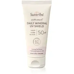 Suntribe Mineralische Bio-Gesichtssonnencreme LSF 50 – 100% Natürlich & Riffsicher - Mineralischer UV-Schutz mit LSF 50 für täglichen Sonnenschutz. Die leichte, nicht fettende Textur zieht schnell ein und hinterlässt ein mattes Hautgefühl. Ideal für empfindliche Haut und perfekt unter Make-up.