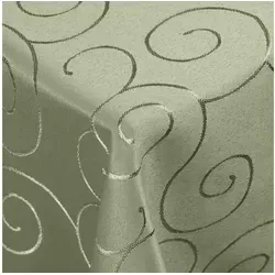 DecoHomeTextil Heimtextilmanufaktur Tischdecke Kringel Circle Tafeldecke Ornamente Damast Tischdecke grün Eckig 110 x 140 cm