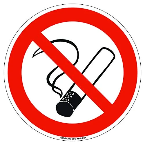 Aufkleber Rauchen verboten Ø 10cm Folie selbstklebend Nichtraucher Rauchverbot made by MBS-SIGNS in Germany