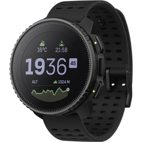 Suunto Vertical All Black - Robuste Multisport-Uhr mit großem Display, GPS, Solarladung und bis zu 500 Stunden Akkulaufzeit für Abenteuer und Training