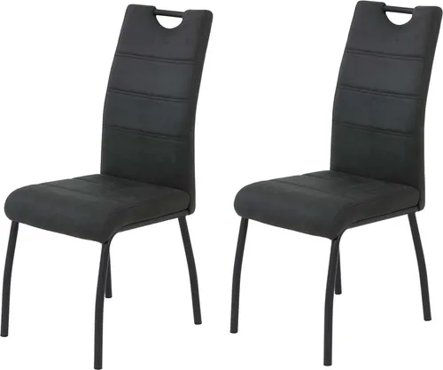 2er Set Vierfußstuhl Petra - Vintage Anthrazit - Stühle im Vintage-Look, robustes Metallgestell und bequeme Polsterung, ideal für stilvolle Esszimmer oder gemütliche Ecken.