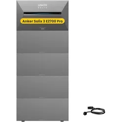 Anker SOLIX Solarbank 3 E2700 Pro - Powerstation mit 2,7 kWh Kapazität, 3600 W Eingangsleistung und KI-Steuerung. Modular erweiterbar auf 16 kWh – ideal für nachhaltige Energieversorgung.