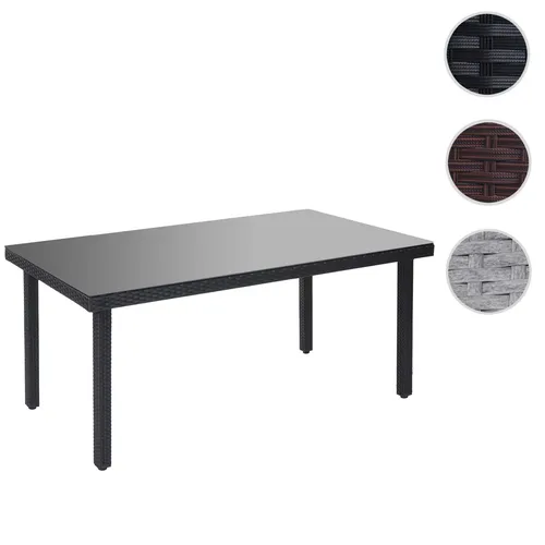 Mendler Poly-Rattan Gartentisch Cava – 160x90 cm mit Glasplatte - Robuster Esstisch aus wasserfestem Poly-Rattan, ideal für Garten und Wohnräume. Mit großzügiger Tischfläche und pflegeleichter Glasplatte für gesellige Stunden.
