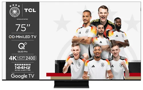 TCL 75MQLED85 QLED Mini LED TV - 75 Zoll QLED Mini LED Fernseher mit 4K Ultra HD und 144 Hz Bildwiederholrate für ein atemberaubendes Seherlebnis.