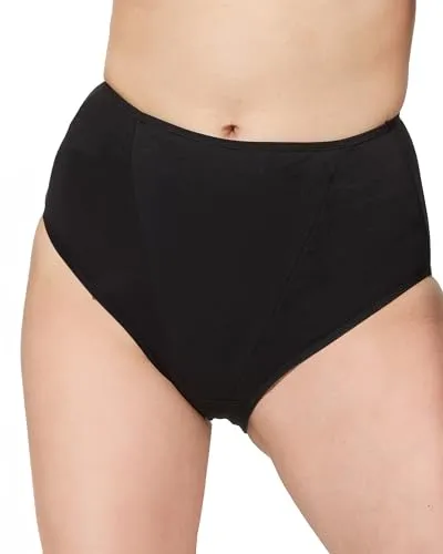 Nur Die Formslip Cotton aus Baumwolle mit Shaping-Effekt Maxislip Taillenslip Highwaist Unterwäsche Unterhosen Stetch Damen, schwarz, L