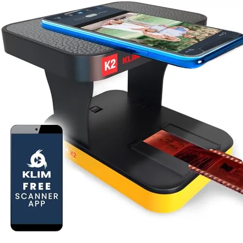 KLIM K2 Mobile Film Scanner 35mm - Scanner für 35mm Filme und Dias, einfach zu bedienen und ideal zum Digitalisieren deiner wertvollen Erinnerungen direkt auf dein Smartphone.