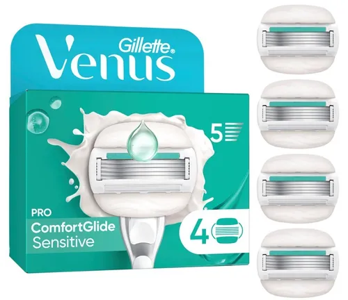 4er pack Gillette Venus Pro ComfortGlide Sensitive Rasierer, 4 Ersatzklingen