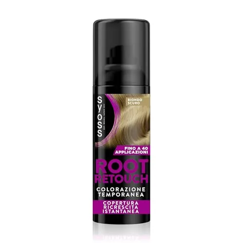 Syoss Root Retouch Temporäres Färbe-Spray Dunkelblond 120 ml, Retuschieren von weißem Haar und Nachwachsen, resistent gegen Regen und Schweiß, bis zu 40 Anwendungen