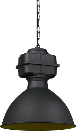 Smarte Industrie-Hängelampe Schwarz 38,5 cm mit WiFi A60 Glühbirne - Moderne Hängelampe mit 38,5 cm Durchmesser inklusive WiFi-Glühbirne. Ideal für Wohnzimmer, Esszimmer oder Büro. Steuern Sie Lichtfarbe und Helligkeit bequem per App!