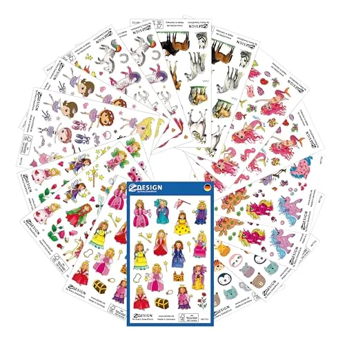AVERY Zweckform 436 (Kinder Sticker, Ballerina, Prinzessin, Pferde, Meerjungfrau, Kindergeburtstag, Mitbringsel, Mitgebsel, Gastgeschenke), Sticker Set Mädchen Mix, 59990