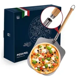 Blumtal Pizzaschieber kurz 30,5 x 30,5 cm - Praktische Pizzaschaufel aus Aluminium - Löffel, Spachtel & Pfannenwender – Ideal für Hobbybäcker, mit großem Flächenangebot für sicheres Entnehmen von Pizza und Brot aus dem Ofen.
