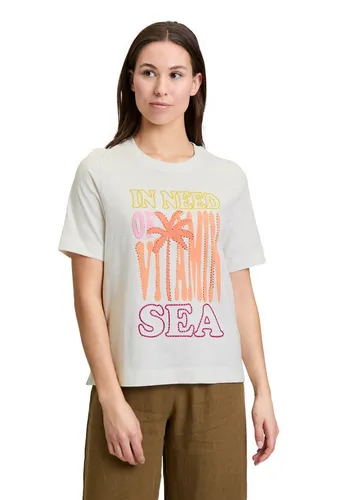 Cartoon Printshirt Damen - Baumwolle in Weiß mit auffälligem Design - Rundhalsshirts mit trendigem Placement-Motiv und funkelnden Hotfix-Applikationen für einen modernen Look. Ideal für Alltag und besondere Anlässe!