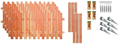 Tetzner & Jentzsch Lattenzaun Austin 3, Set mit 5 Elementen - Lattenzaun aus naturbelassenem Lärchenholz, ideal für Garten- und Grundstücksbegrenzungen, inklusive 6 Pfosten und Montagematerial für einfache Selbstmontage.