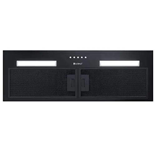 Globalo Hadario 80.2 Schwarzes Verdeck - Abluft-Dunstabzugshaube - Unterbauhaube mit maximal 330 m³/h Leistung, platzsparendem Design und LED-Beleuchtung für eine moderne Küche.
