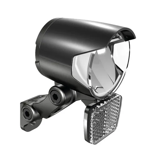 Herrmans H-Black MR4 E-Bike-Scheinwerfer, LED, schwarz - Fahrradbeleuchtung mit 120 Lumen, StVZO-zugelassen und flexibel montierbar – ideal für sicheres Fahren bei Nacht.