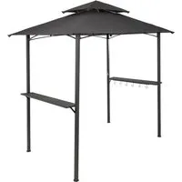 LIVARNO home Grillpavillon, witterungsbeständig, anthrazit - Werkstatteinrichtung mit Ablageflächen und 6 Haken, ideal für den Außenbereich, UV- und witterungsbeständig für langlebigen Gebrauch.