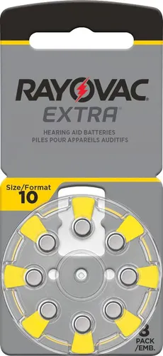 Rayovac Extra Advanced Typ 10 PR70 Hörgerätebatterien - Gelb - 8 Stück - Zuverlässige Zink-Luft-Batterien für Hörgeräte mit konstanter Spannung und schneller Aktivierung. Ideal für den täglichen Einsatz, um die Leistung Ihres Hörgeräts zu optimieren.
