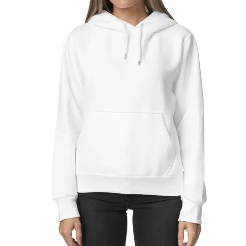 Smith & Solo Hoodie Damen – Kapuzenpullover Frauen Baumwolle Long, mit Kapuze Pullover Sweatshirt Rundhals, Slim Fit Freizeit Sport Langarmshirt, Hoodies Training - Pulli Streetwear (XS, Weiß)