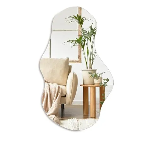 PERFNIQUE Asymmetrischer Wandspiegel 86 x 52 cm – Modernes Design für jeden Raum - Dieser asymmetrische Wandspiegel mit einzigartiger Form bringt Eleganz in Ihr Zuhause. Ideal für Wohnzimmer, Badezimmer oder Flur, bietet er eine klare Reflexion und lässt sich einfach aufhängen.