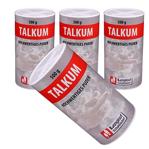 Langlauf Schuhbedarf 4x 500g Talkum Puder für Handwerk, Haushalt & Freizeit I Talkum-Pulver Streudose zur Latex, Silikon & Gummipflege I Talcum Powder Multipack (4)