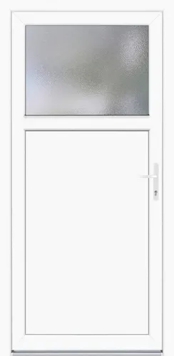 Kunststoff-Nebeneingangstür K 301 Weiß 98 cm x 198 cm - Funktionale Nebeneingangstür aus Kunststoff mit dekorativem Glaselement, optimaler Wärmedämmung und stabiler Armierung für erhöhte Sicherheit. Ideal für Haus und Hof.
