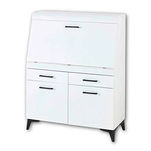 Carryhome Sekretär in Weiß mit 2 Schubladen - Eleganter Sekretär für Ihr Arbeitszimmer, bietet durchdachten Stauraum und eine ausziehbare Platte für spontane Aufgaben.