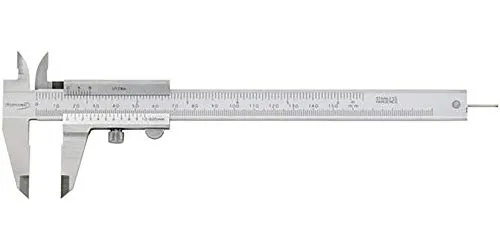 Präzisions-Taschenmessschieber 150mm mit Feststeller - Messwerkzeuge für präzise Innen-, Außen-, Tiefen- und Stufenmessungen, gefertigt aus rostfreiem, gehärtetem Stahl mit reflexionsarmer Oberfläche für einfaches Ablesen.