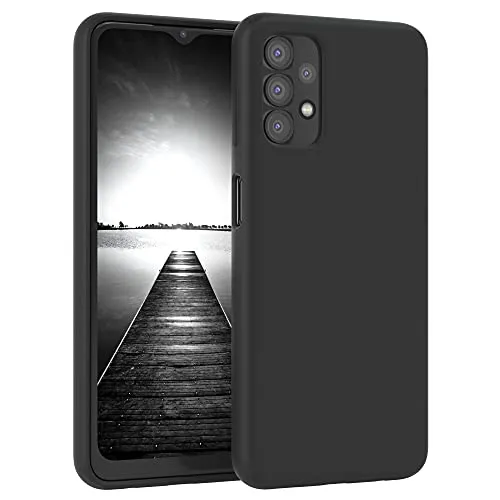 EAZY CASE Premium Silikon Handyhülle kompatibel mit Galaxy A32 5G Slimcover mit Kameraschutz und Innenfutter, Silikonhülle, Schutzhülle, Bumper, Handy Case, Hülle, Softcase, Schwarz
