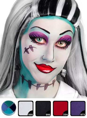 Maskworld Theaterschminke Kinder Make-up Set Frankie Stein, Halloween Schminkset mit perfekt abgestimmten Komponenten