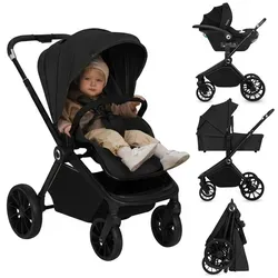 LIONELO MIKA PLUS 3-in-1 Buggy - Multifunktionaler Kinderwagen für Babys von 0-48 Monaten, mit verstellbarer Rückenlehne, 360° Rädern und XXL-Verdeck für optimalen Komfort und Sicherheit.