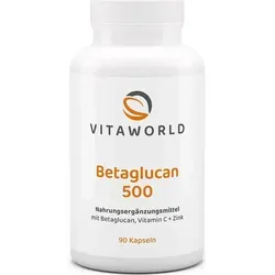 Vitaworld Betaglucan 500 | 90 Kapseln | mit Zink | aus Reinzuchthefe | vegan