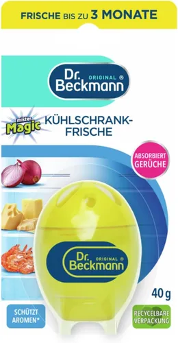 Dr. Beckmann Kühlschrank Frische | Kühlschrank-Deo für frische Lebensmittel - Lufterfrischer mit natürlichem Limonen-Extrakt und Bio-Alkohol, neutralisiert effektiv Gerüche und bewahrt die Aromen der Lebensmittel. Hält bis zu 2 Monate frisch!