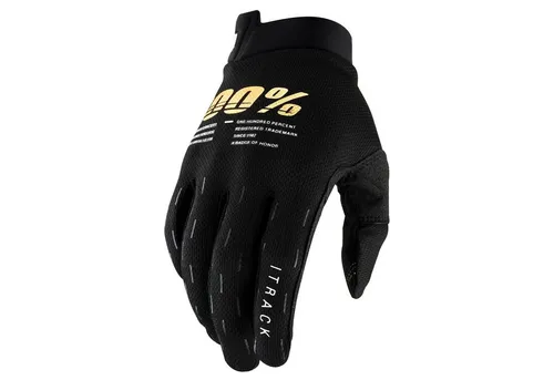 100% iTrack Jugend Fahrrad Handschuhe, schwarz, Größe L - Fahrradbekleidung mit dünner, perforierter Innenhand aus Clarino-Leder für höchsten Komfort und atmungsaktiver Polymesh für optimale Luftzirkulation.