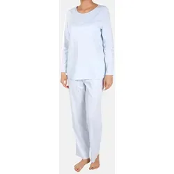 Damen Pyjama lang Bleu 40 - Feraud - Elegantes Pyjama Set aus hochwertiger Baumwolle mit langärmeligen Top und langen Hosen in stilvollem Blau. Elastisches Taillenband für optimalen Komfort. Perfekt für entspannte Nächte und stilvolle Momente im Schlafzimmer.