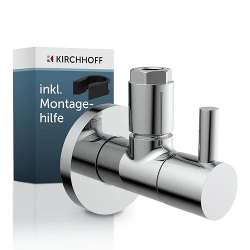 Kirchhoff Design Universal Eckventil mit Schnellverschluss, Eckregulierventil für Kalt- und Warmwasserleitungen, 98166110, Chrom