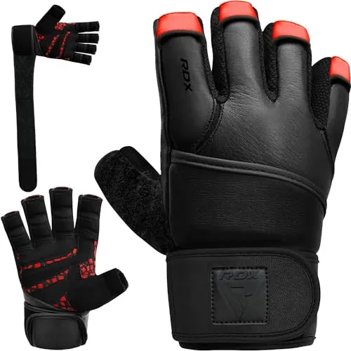 RDX Fitness Handschuhe Maya Hide Leder – 50cm Handgelenkschutz für Krafttraining - Handschuhe für Fitness mit extra starkem Griff und langlebigem Maya Hide Leder, ideal für intensives Gewichtheben und Bodybuilding Workouts.