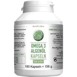 Omega-3 Algenöl DHA+EPA 180 Kapseln - Nahrungsergänzungsmittel mit DHA und EPA aus Mikroalgen, vegan und frei von Allergenen, ideal für eine gesunde Ernährung.