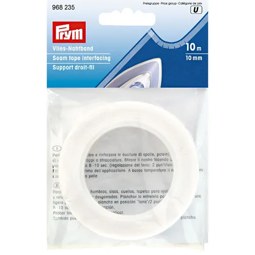 Vlies-Nahtband (bügeln) 10 mm weiß, Packung mit 10m, 968235, Prym