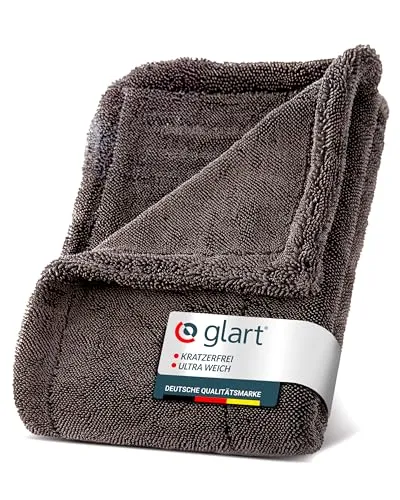 Glart 44TW6 Auto Trockentuch XXL grau – 60x40 cm Mikrofasertuch Auto, extrem saugstarkes Tuch zum kratzfreien Trocknen von Lack, Glas, Felgen, außen & innen – für Autopflege, Motorrad, Boot, Haushalt