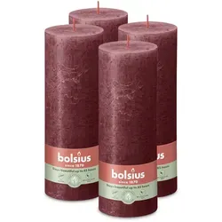 Rustik Stumpenkerzen 190/68 mm - samtrot (4 Stück)