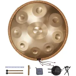 VEVOR Handpan Drum 55cm 9 Noten D-Moll - Percussion Instrument zur Stressbewältigung mit präzisem Tuning, ideal für Entspannung und kreative Anwendungen. Inklusive Schlägel und umfangreichem Zubehör.