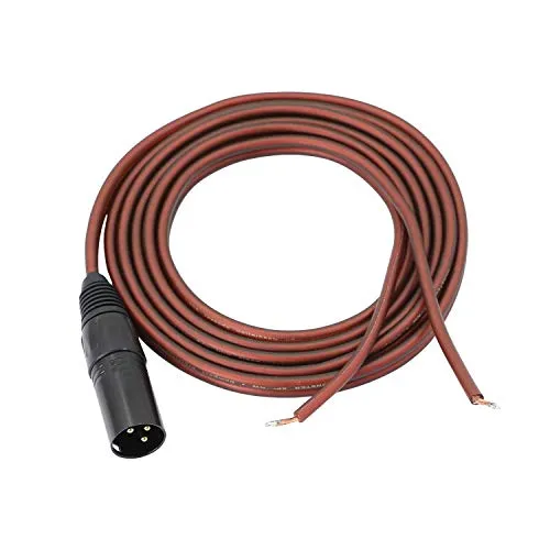 XMSJSIY XLR-Lautsprecherkabel blanker Draht, vergoldeter XLR 3-poliger Stecker Ersatz Audiokabel offenes Ende für DJ/PA Amplifier Subwoofer Mixer - 2M / 6.56FT